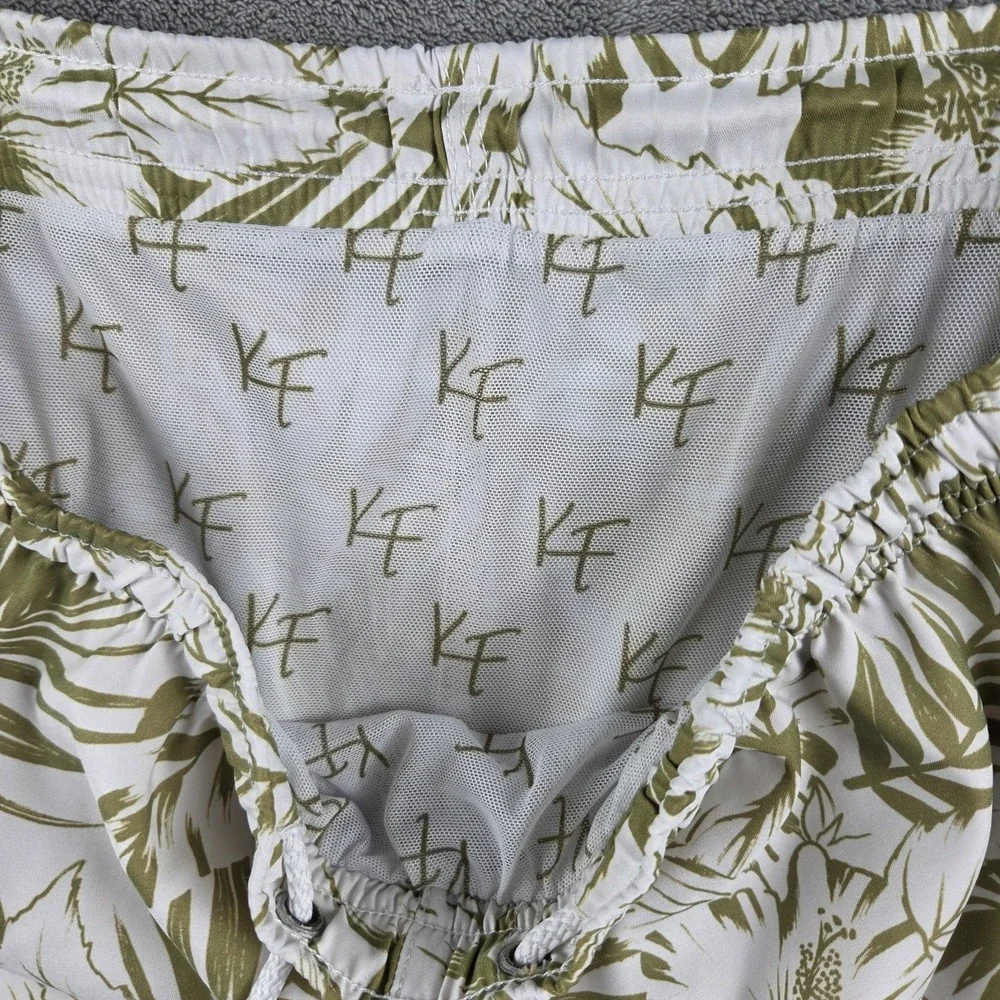 Kenny Flowers Bali Hai Palm Leaf Swim Trunks Shorts Mens Medium Tropical‎